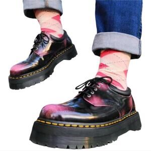 Dr.‎ Martens Purple Black Leather Patent Lug Sole Platform Men's Shoes Size 11